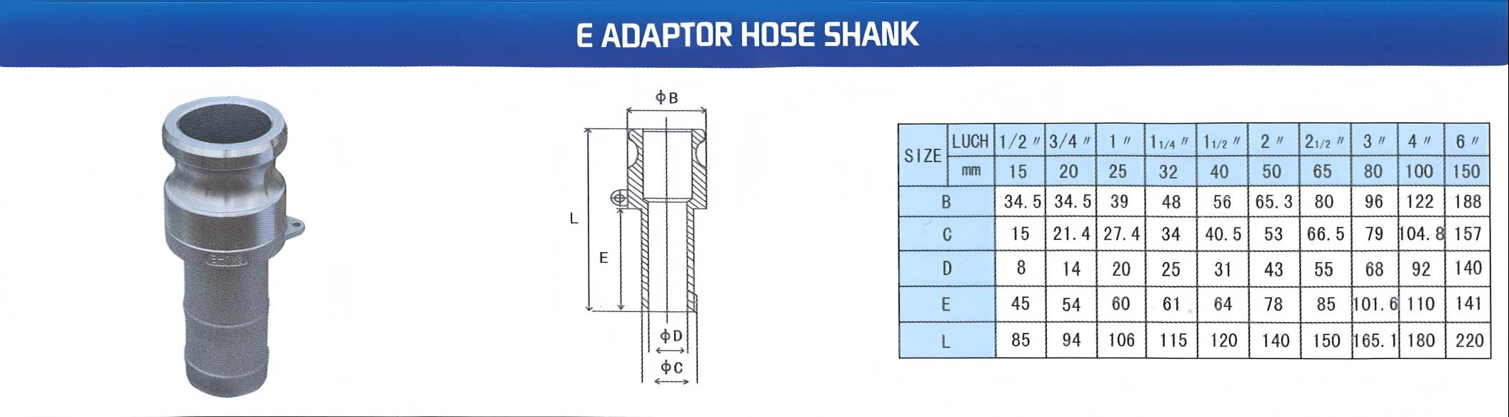 E ADAPTOR HOSE SHANK