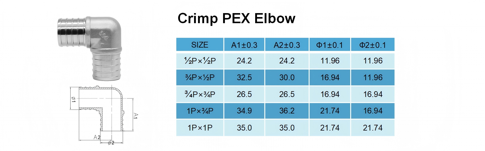 PEX 90° Crimp Elbow