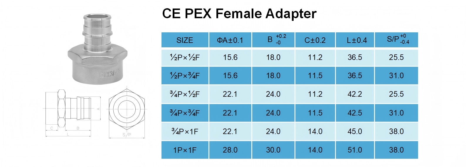 PEX Female Adapter CE