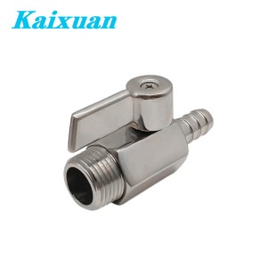 Mini Hose Barb Male Ball Valve Stainless Steel Handle